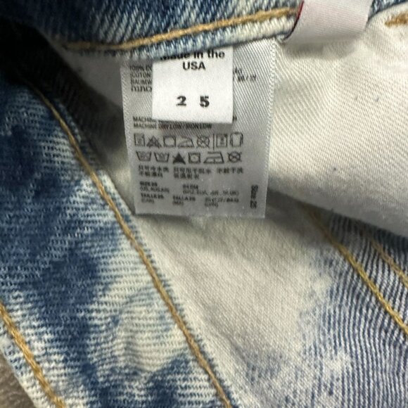 American Apparel Jeans Women 25 Denim High Rise Shorts Cuffed Bleached 5 Pocket - Picture 9 of 11